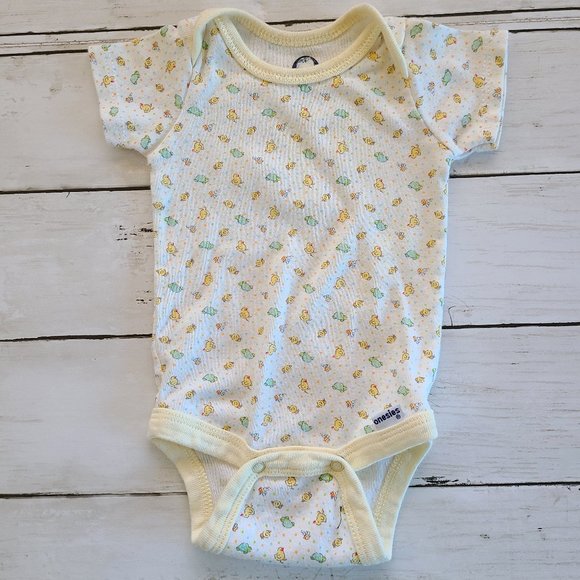 ♡ 5/$20 - Gerber Unisex Chicks Turtle Print Yellow Short Sleeve Bodysuit 0-3mo. - Picture 6 of 6